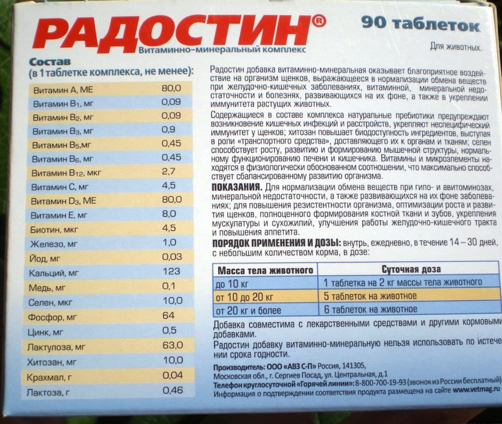 Витамины Радостин для собак: отзывы, описание, цена - ПетОбзор