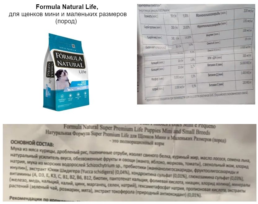 Корм для собак Formula Natural Life - состав