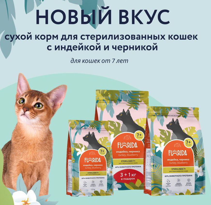 Корм для кошек Florida старше 7 лет